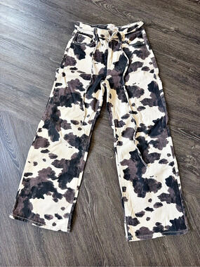 Miss Me Wide Leg Animal Print Jeans Waist 24